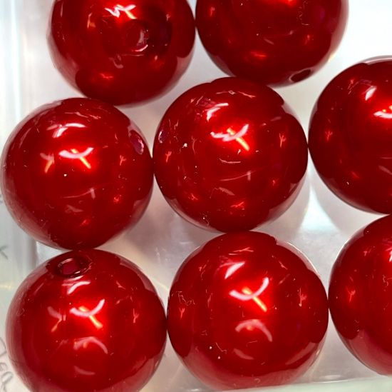 Picture of Acrylic Beads 20mm round Red Pearl x10