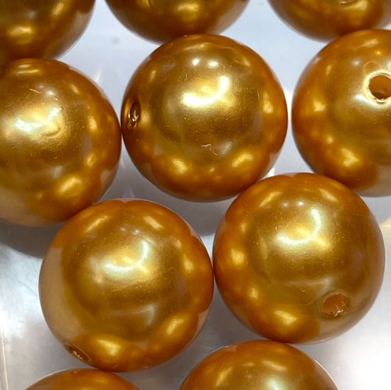 Picture of Acrylic Beads 20mm round Dark Gold Pearl x10