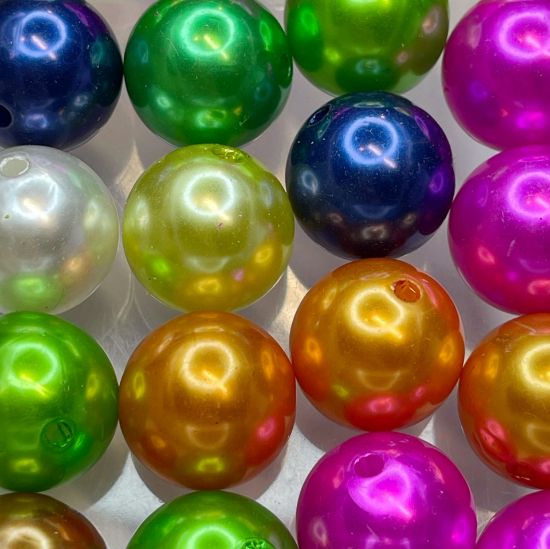 Picture of Acrylic Beads 20mm round Pearl Mix x20