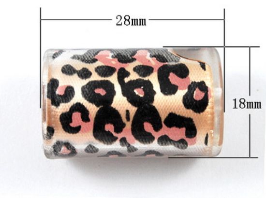 Picture of Resin Bead 28x18mm tube w/ cloth Leopard x5 