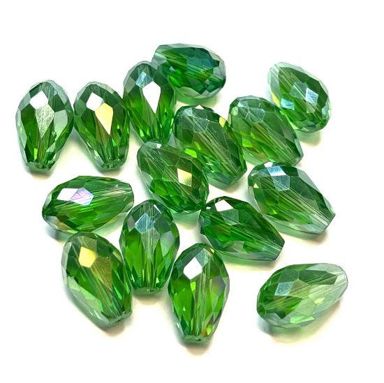 Picture of Faceted Glass Drop 15x10mm Peridot AB x4