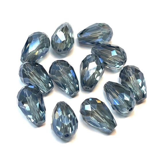 Picture of Faceted Glass Drop 15x10mm Montana x4