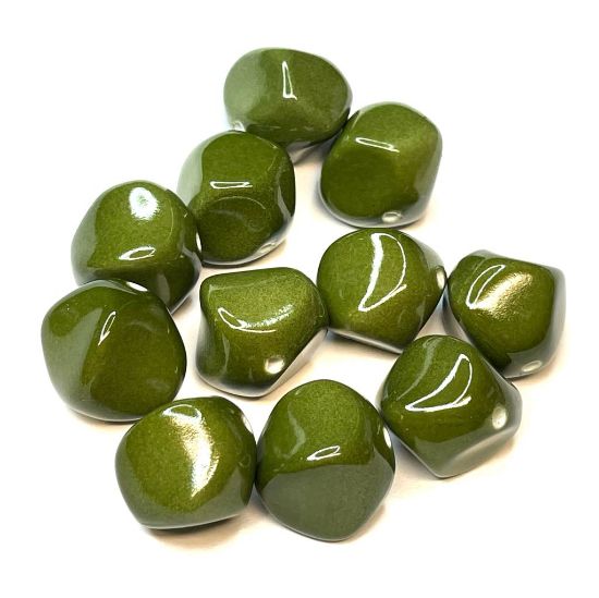 Picture of Premium Synthetic Irregular Stone 19mm Olive x1