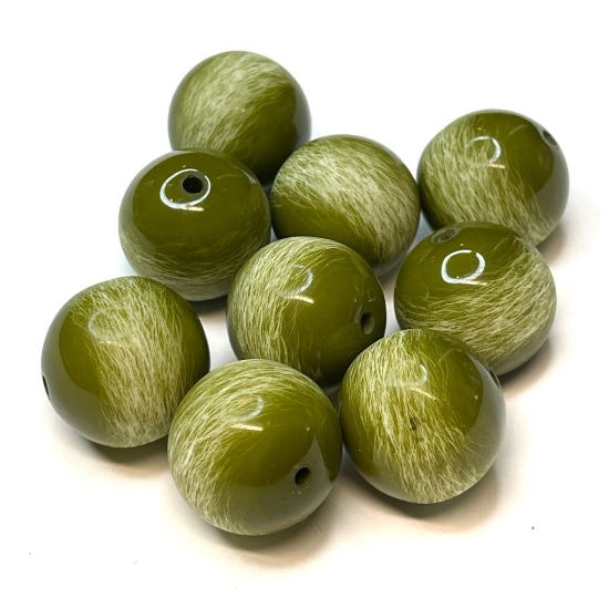 Picture of Resin Bead 24mm round Olive x5