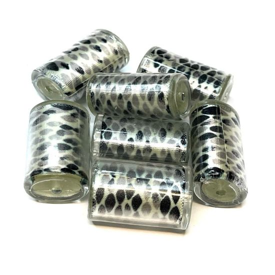 Picture of Resin Bead 28x18mm tube w/ cloth Black White x5