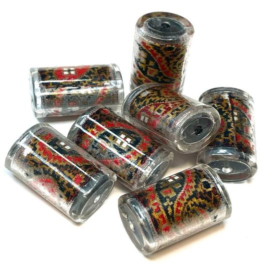 Picture of Resin Bead 28x18mm tube w/ cloth Dark Red x5