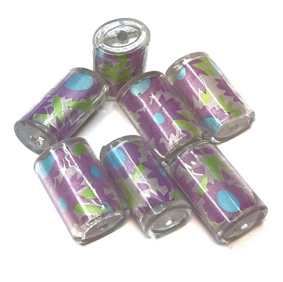 Picture of Resin Bead 28x18mm tube w/ cloth Blue Violet x5