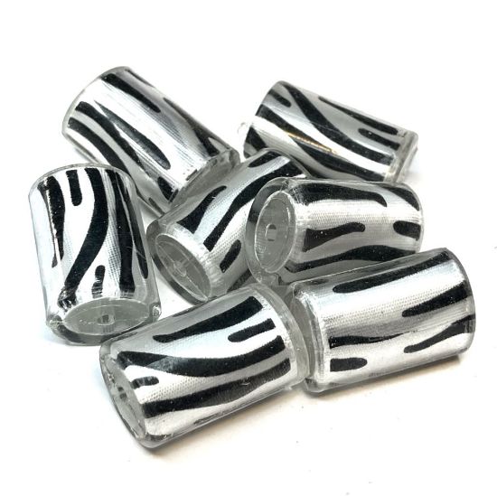 Picture of Resin Bead 28x18mm tube w/ cloth Zebra x5