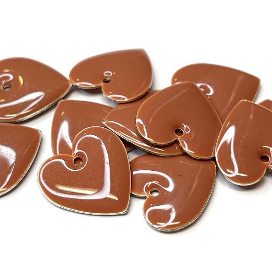 Picture of Candy Heart pendant 16mm Caramel x1