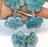 Picture of Shell bead flat flower 30mm Blue x5