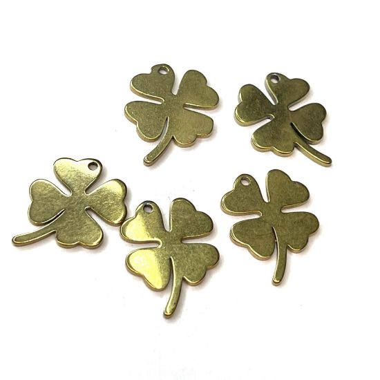 Picture of Stainless Steel Pendant Clover Leaf 17x13mm Gold x1