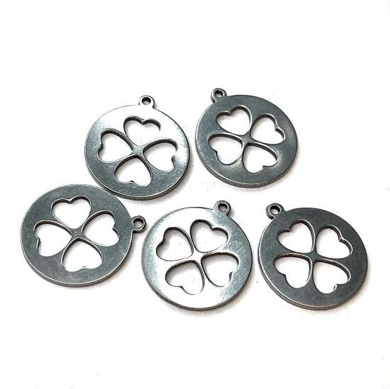 Picture of Stainless Steel Pendant round with Clover 15mm x1