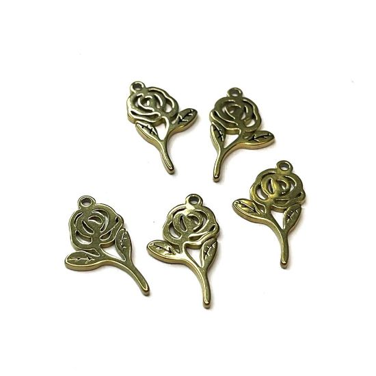 Picture of Stainless Steel Pendant Rose 16x9mm Gold x1