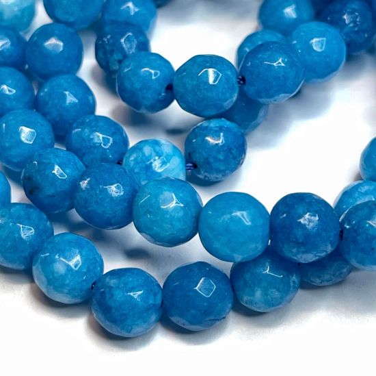 Picture of Malaysia "Jade" (dyed) 8mm faceted round Blue x38cm