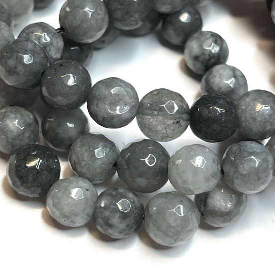 Picture of Malaysia "Jade" (dyed) 8mm faceted round Grey x38cm 