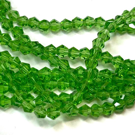 Picture of Bicone Glass bead 4mm Green x100