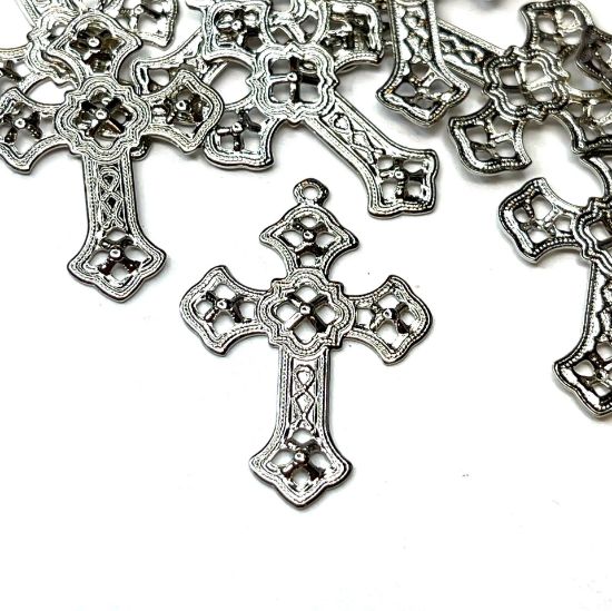 Picture of Filigree Cross 26x18mm Silver Plate x1 