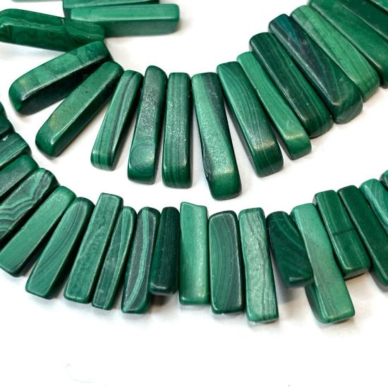 Picture of Malachite (natural) bead 10-13x4mm stick x10