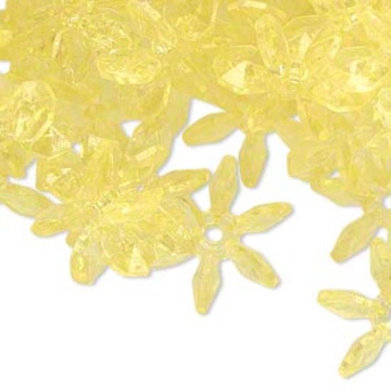 Picture of Acrylic Flower Spacer Bead 18x18mm Transparent Yellow x10