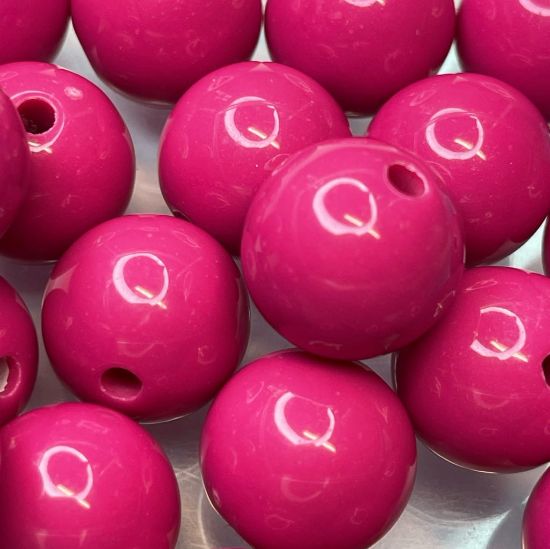 Picture of Acrylic Bead 18mm round Opaque Fuchsia x10
