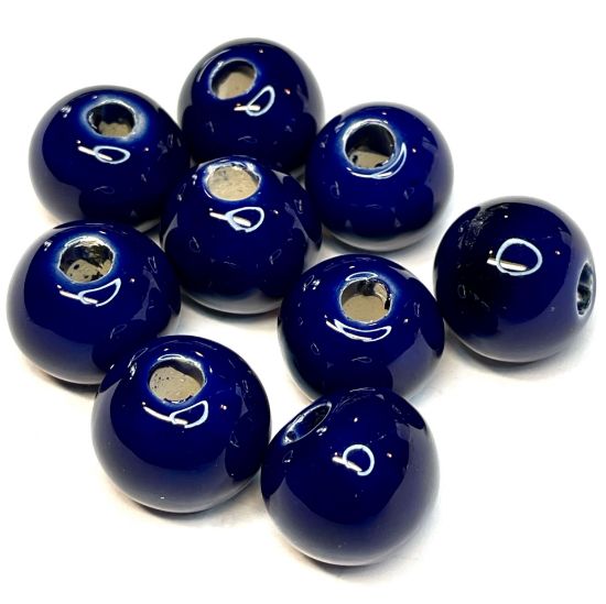 Picture of Ceramic Bead 18-22mm round Royal Blue x1