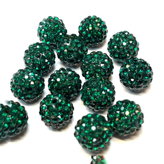 Picture of Pavé bead 10mm round Emerald x1