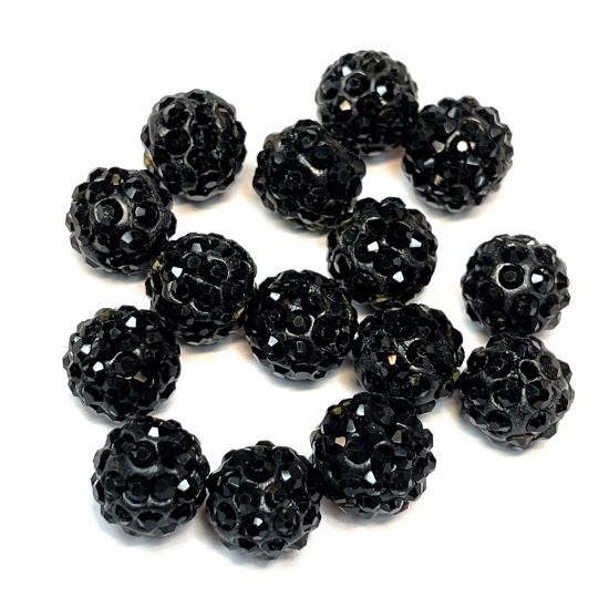 Picture of Pavé bead 10mm round Black x1
