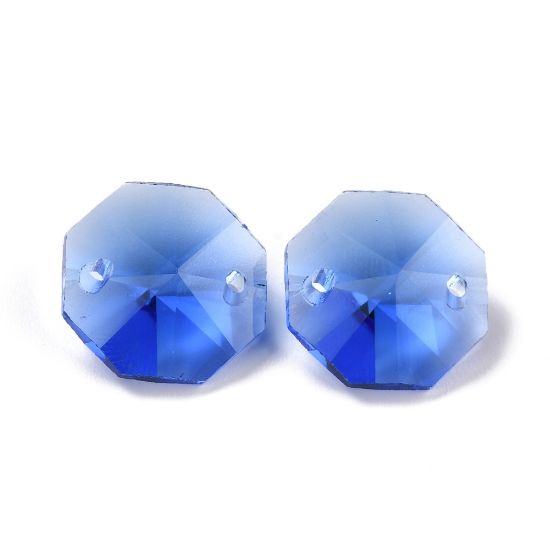 Picture of Faceted Glass Connector 14x14x7,5mm octagon Royal Blue x10