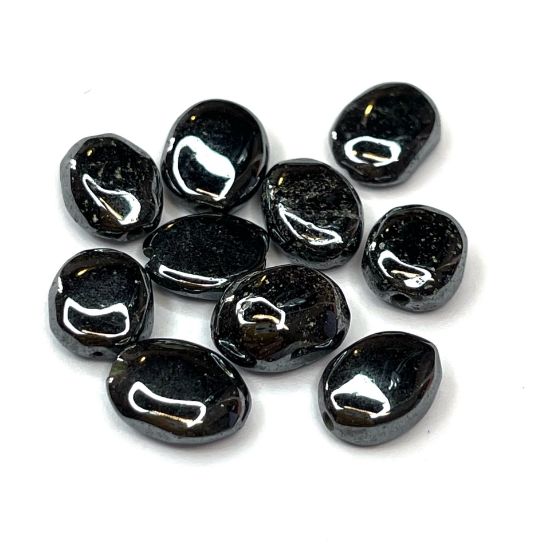 Picture of Hematite bead (manmade) 10x8mm flat oval x10