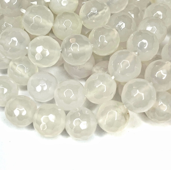 Picture of Agate Faceted bead 8mm round White x38cm