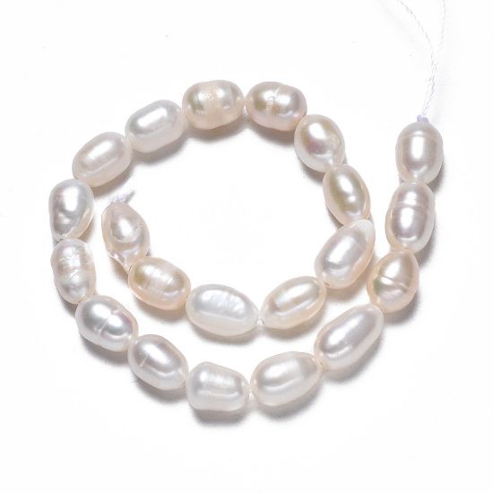 Picture of Pearl Cultured Freshwater Bead 7.5~10.5x5~6mm rice x18cm