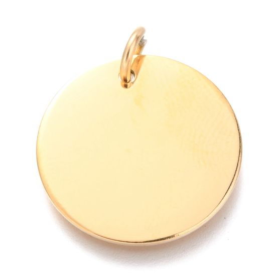 Picture of Stainless Steel Charm 20x1mm flat round Gold x1