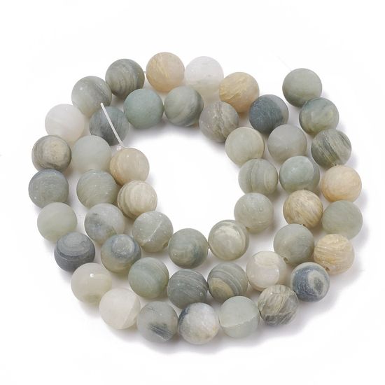 Picture of Frosted Green Jasper bead 6mm round x38cm