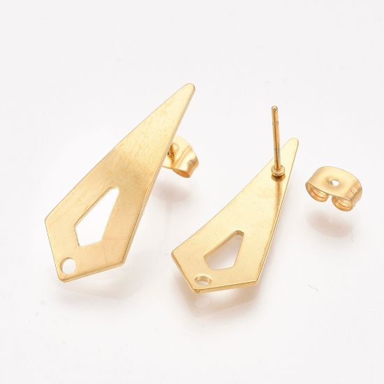 Picture of Stainless Steel Ear Stud 28x11mm cone Gold x2