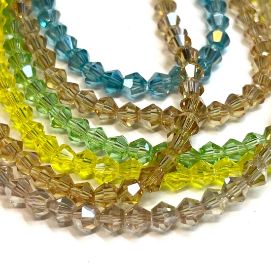 Picture of Bicone Glass bead 4mm Color Mix x5 strands