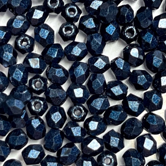 Picture of Fire-Polished 3mm Metallic Mat Dark Blue x100