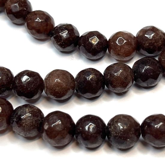Picture of Malaysia "Jade" (dyed) 8mm faceted round Brown x38cm