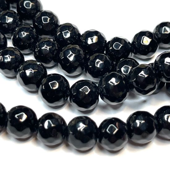 Picture of Malaysia "Jade" (dyed) 8mm faceted round Black x38cm