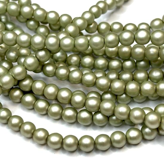 Picture of Vintage Glass Pearls 5mm Pearl Green x100