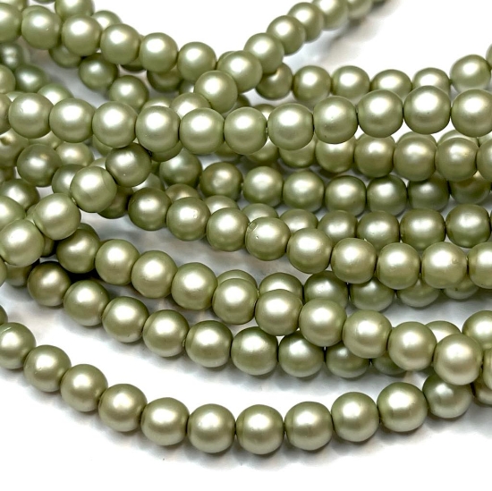 Picture of Vintage Glass Pearls 5mm Pearl Pastel Green x100