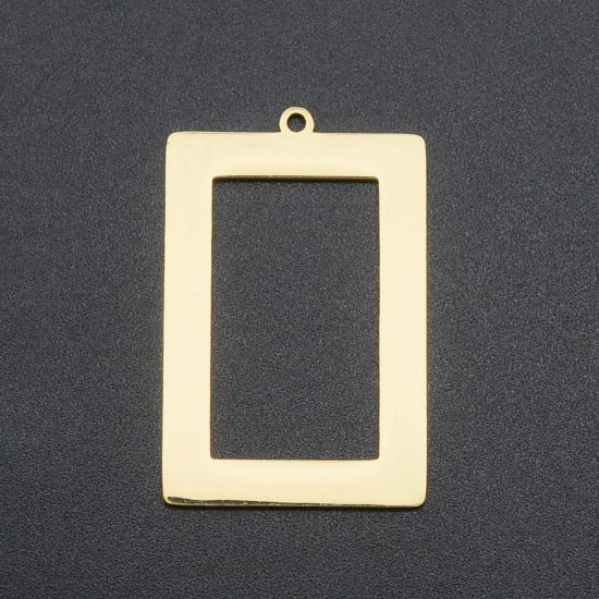Picture of Stainless Steel Pendant Laser cut 34x22x1mm rectangle Gold x1