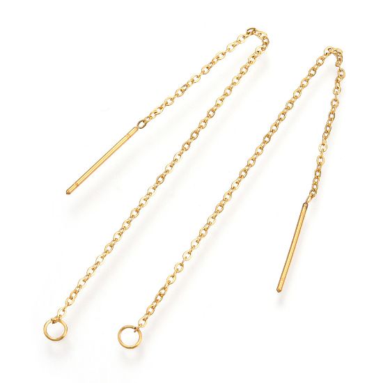 Picture of Stainless Steel Ear Thread 9-10cm Gold x2