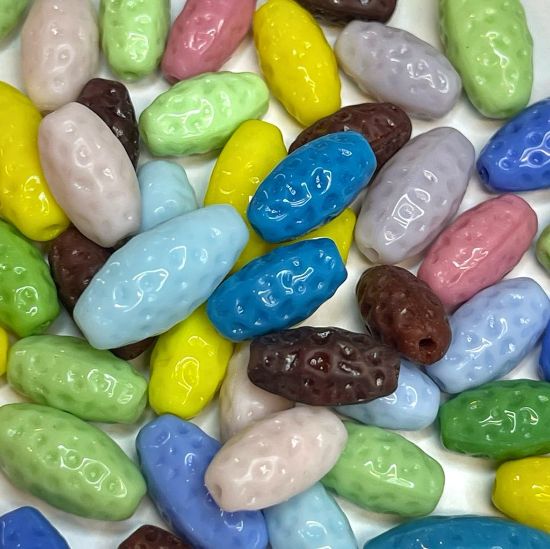 Picture of Vintage Glass Beads 14x10mm textured oval Mix x80
