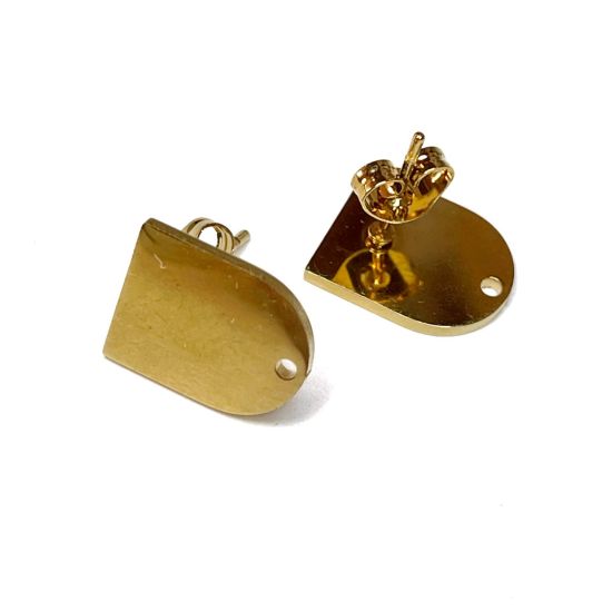 Picture of Stainless Steel Ear Stud 12.5x10mm shield Gold x2