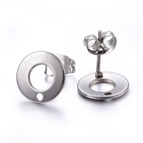 Picture of Stainless Steel Ear Stud 10mm donut w/ hole x2