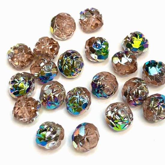 Picture of Czech Faceted Rosebud 7x8mm Vitrail Rosaline x10