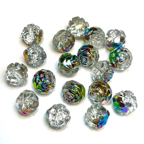Picture of Czech Faceted Rosebud 7x8mm Crystal Vitrail x10