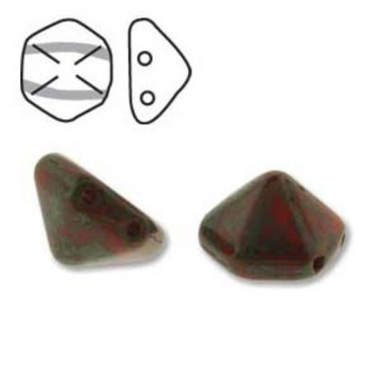 Picture of Pyramid Hex Bead 12mm Coral Picasso x12