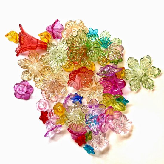 Picture of Acrylic Bead Cap Flower 8-28mm Mix x50