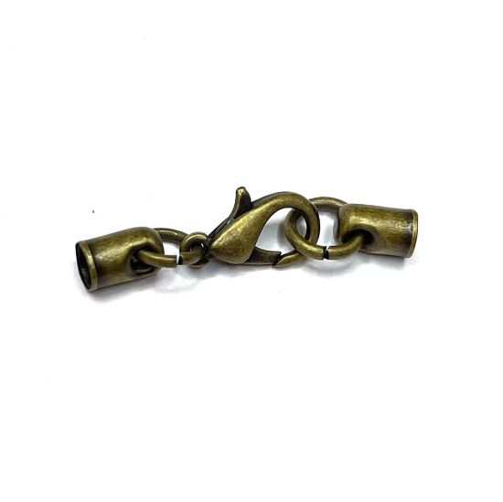 Picture of Cord Ends Ø3-4mm with 12mm Lobster Clasp Bronze x1